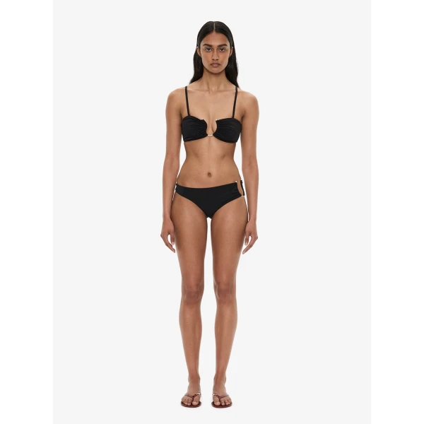 Christopher Esber Ruched Crescent Side Brief in Black | Bikini | Coveti