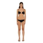 Christopher Esber Ruched Crescent Side Brief in Black | Bikini | Coveti