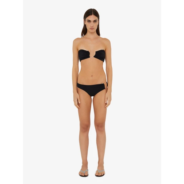 Christopher Esber Ruched Crescent Side Brief in Black | Bikini | Coveti