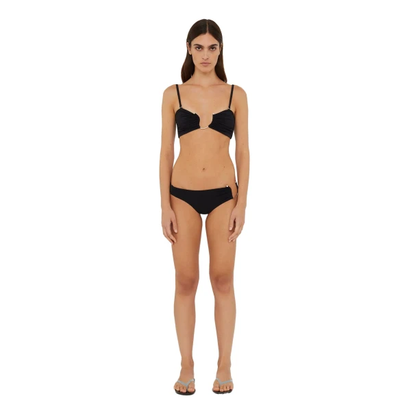 Ruched Crescent Side Brief in Black