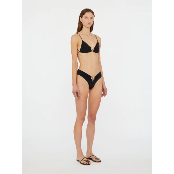 Christopher Esber Ruched Orbit High Brief in Black | Bikini | Coveti