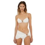 Christopher Esber Ruched Orbit Miniscule Bikini Top in White | Bikini | Coveti