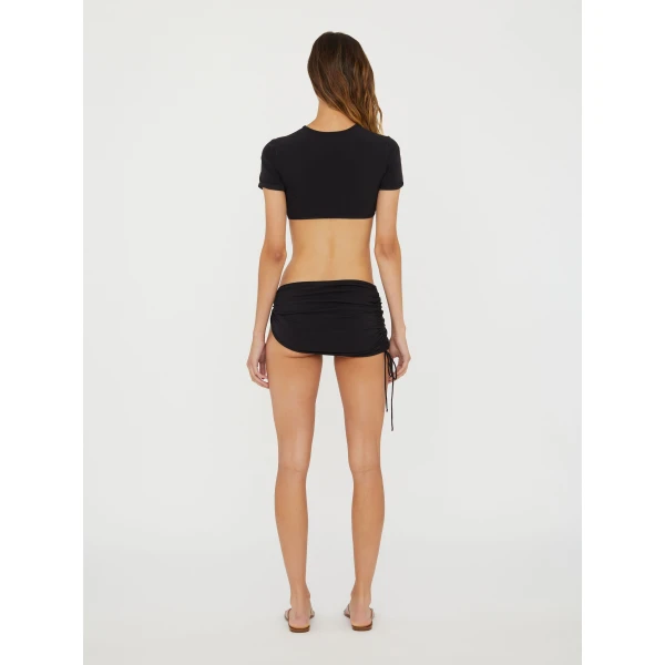 Christopher Esber Ruched Orbit Skirt Brief in Black | Skirts | Coveti