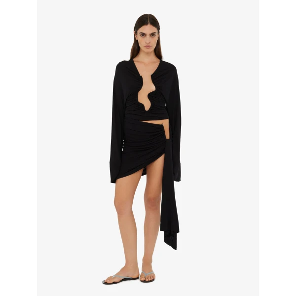 Christopher Esber Salacia Ruched Long Sleeve Top in Black | Long Sleeve | Coveti