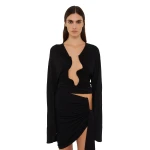 Christopher Esber Salacia Ruched Long Sleeve Top in Black | Long Sleeve | Coveti