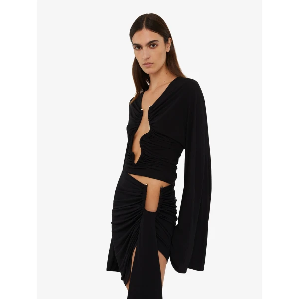 Christopher Esber Salacia Ruched Long Sleeve Top in Black | Long Sleeve | Coveti