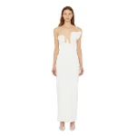 Christopher Esber Salacia Wire Strapless Dress in White | Maxi Dresses | Coveti