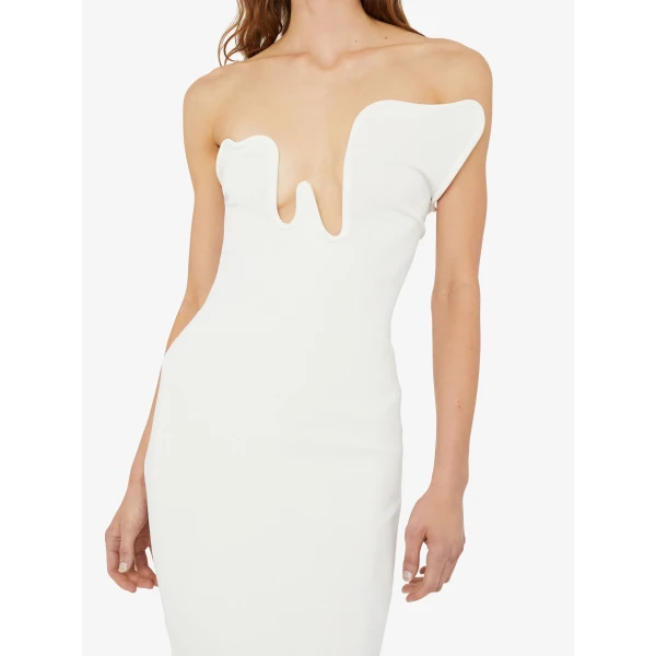 Christopher Esber Salacia Wire Strapless Dress in White | Maxi Dresses | Coveti
