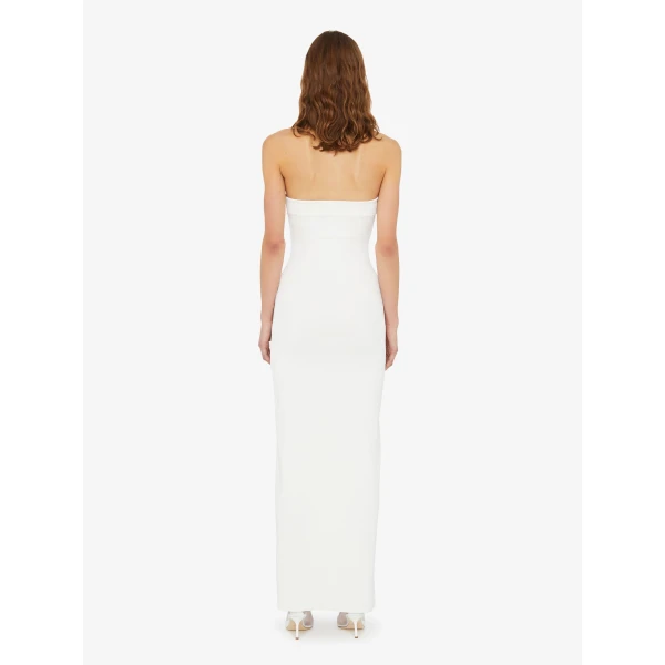Christopher Esber Salacia Wire Strapless Dress in White | Maxi Dresses | Coveti