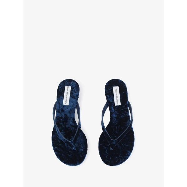 Christopher Esber Scala Velvet Wedge in Blue Enamel | Heels | Coveti