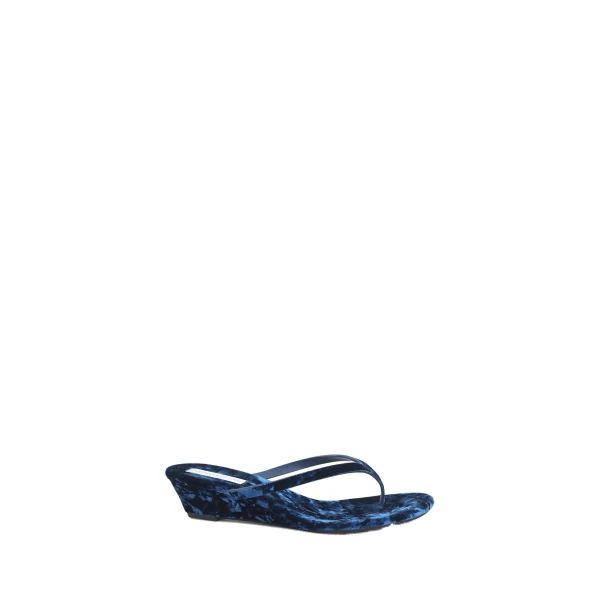Christopher Esber Scala Velvet Wedge in Blue Enamel | Heels | Coveti