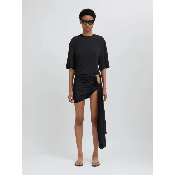 Christopher Esber Side Cowl Waist Tee in Black | T-shirts | Coveti