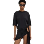 Christopher Esber Side Cowl Waist Tee in Black | T-shirts | Coveti