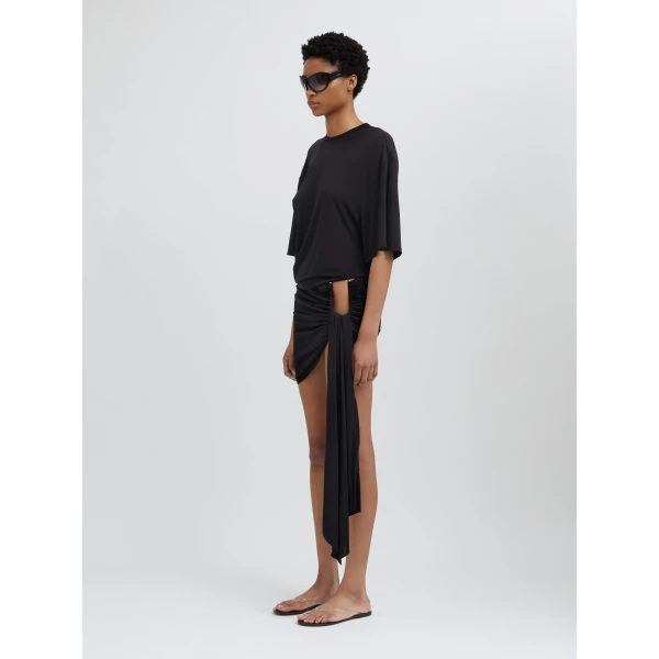 Christopher Esber Side Cowl Waist Tee in Black | T-shirts | Coveti