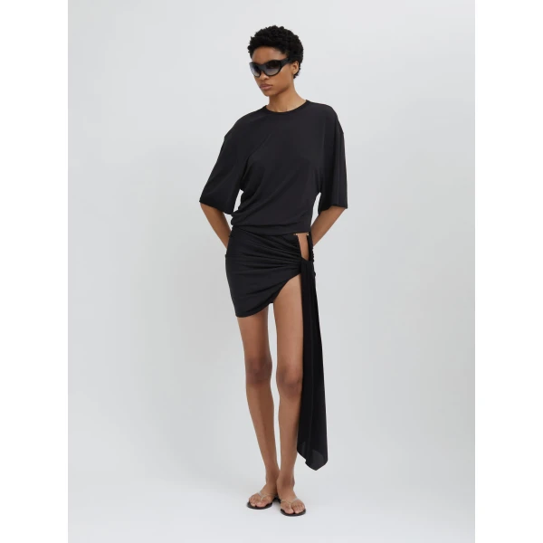 Christopher Esber Side Cowl Waist Tee in Black | T-shirts | Coveti