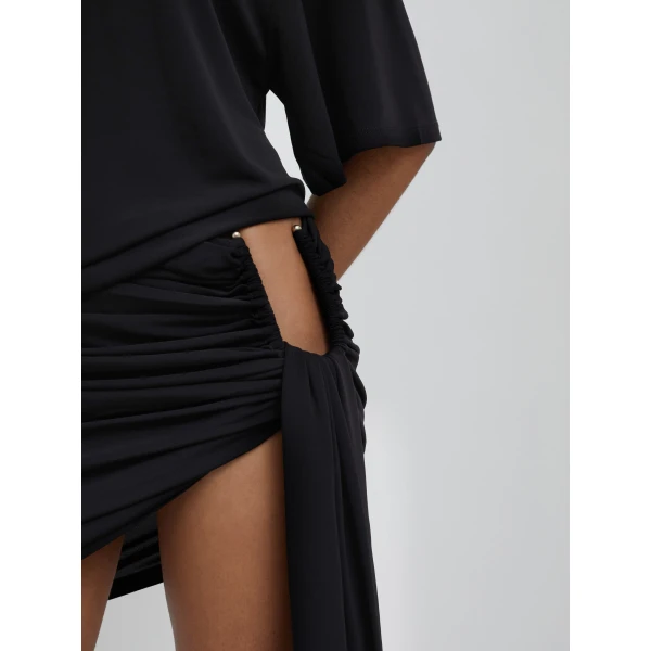 Christopher Esber Side Cowl Waist Tee in Black | T-shirts | Coveti