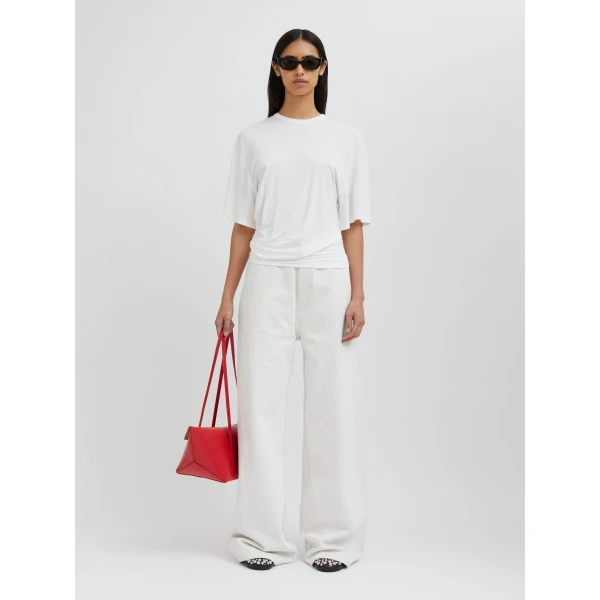 Christopher Esber Side Cowl Waist Tee in Milk | T-shirts | Coveti