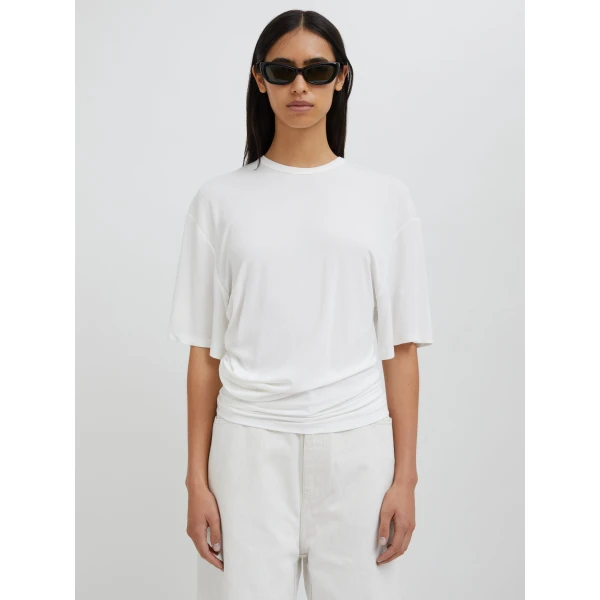 Christopher Esber Side Cowl Waist Tee in Milk | T-shirts | Coveti