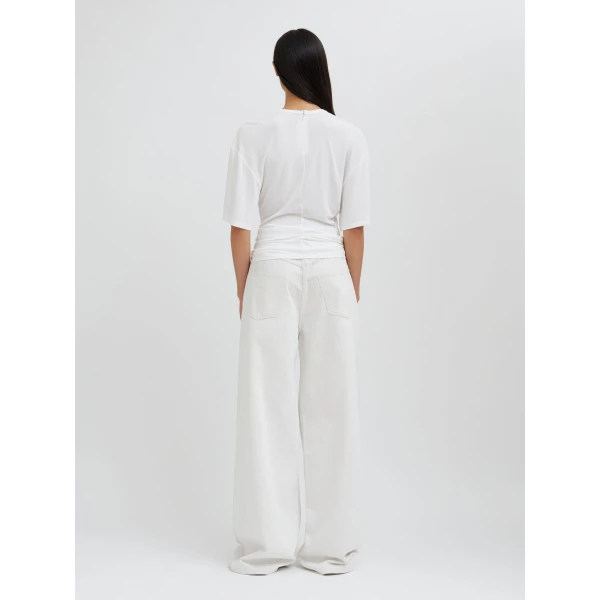 Christopher Esber Side Cowl Waist Tee in Milk | T-shirts | Coveti
