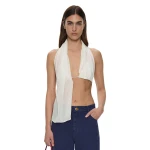 Christopher Esber Silk Scarf Chain Bra Top in White | Tops | Coveti