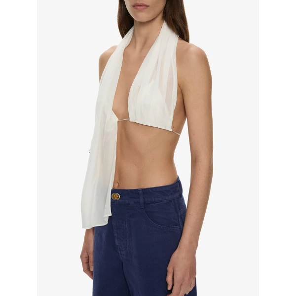 Christopher Esber Silk Scarf Chain Bra Top in White | Tops | Coveti