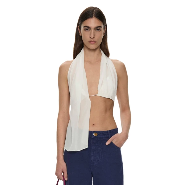 Christopher Esber Silk Scarf Chain Bra Top in White | Tops | Coveti