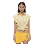 Christopher Esber Sleeveless Tornado Shirt in Sun Faded Flannel | Shirts | Coveti