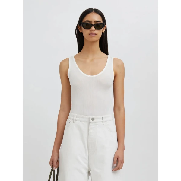 Christopher Esber Sonora Tank Bodysuit in White | Bodysuit | Coveti