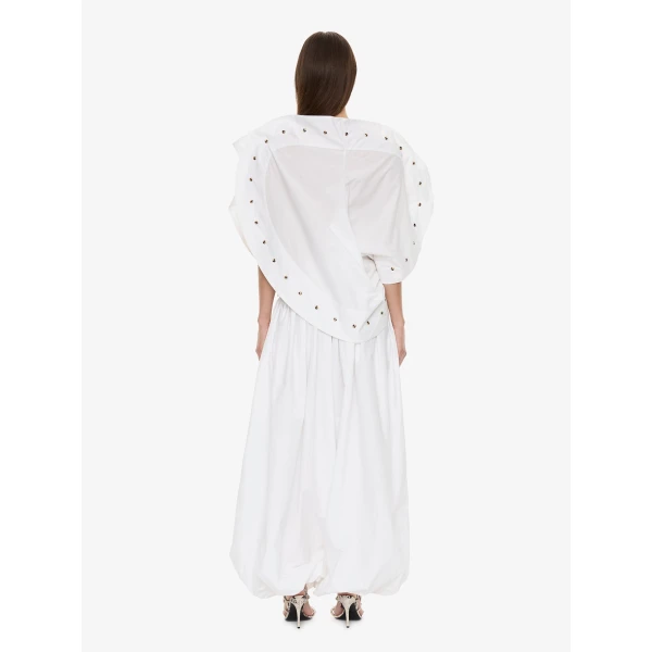 Christopher Esber Spiral Stone Snap Poplin Top in White | Shirts | Coveti