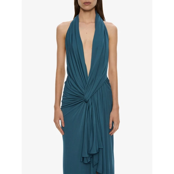 Christopher Esber Spire Cascade Gown in Petrol | Evening Gowns | Coveti