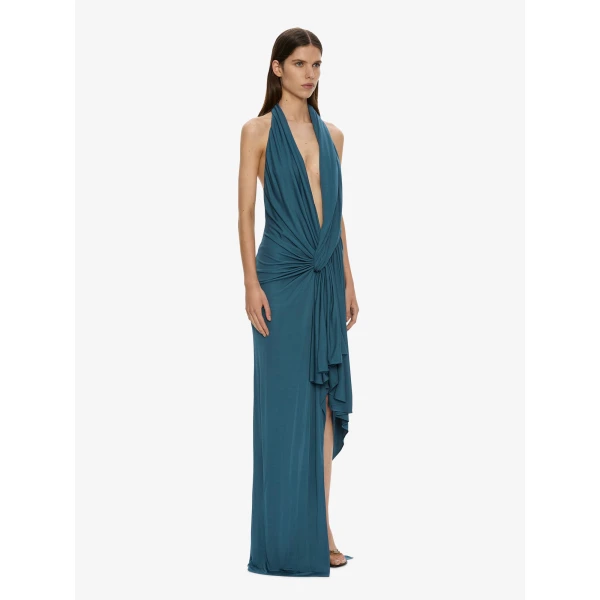 Christopher Esber Spire Cascade Gown in Petrol | Evening Gowns | Coveti