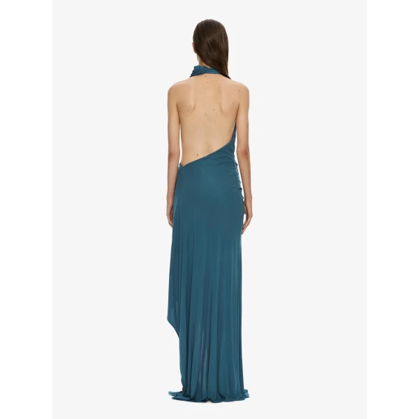 Christopher Esber Spire Cascade Gown in Petrol | Evening Gowns | Coveti