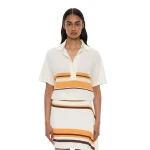 Christopher Esber Stripe Knit Clean Polo in Solaris Stripe | Sweaters | Coveti