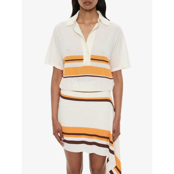 Christopher Esber Stripe Knit Clean Polo in Solaris Stripe | Sweaters | Coveti