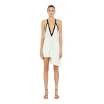 Christopher Esber Suspended Jersey Fluted Mini Dress in Vapour Mint Black | Mini Dresses | Coveti