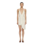 Christopher Esber Suspended Jersey Fluted Mini Dress in White | Mini Dresses | Coveti