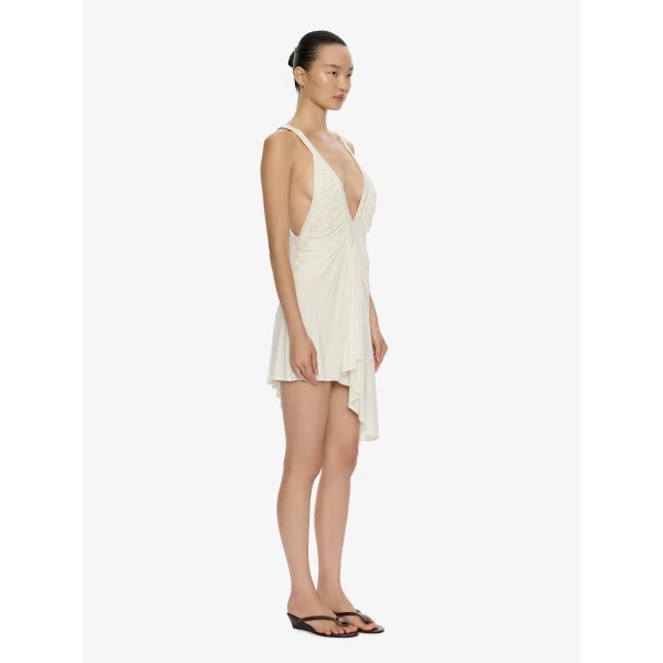 Christopher Esber Suspended Jersey Fluted Mini Dress in White | Mini Dresses | Coveti