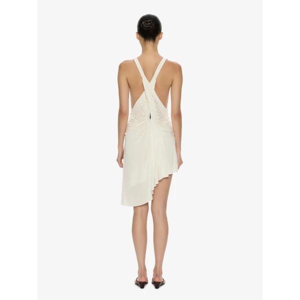 Christopher Esber Suspended Jersey Fluted Mini Dress in White | Mini Dresses | Coveti