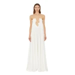Christopher Esber Textured Silk Salacia Strapless Gown in White | Evening Gowns | Coveti