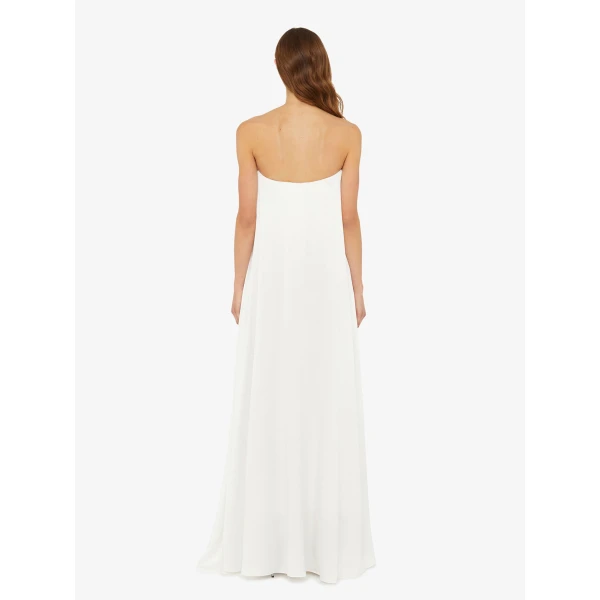 Christopher Esber Textured Silk Salacia Strapless Gown in White | Evening Gowns | Coveti