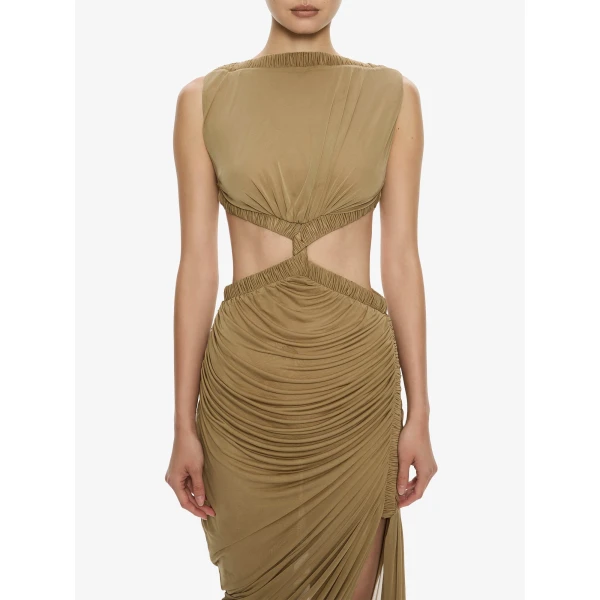 Christopher Esber Theia Separation Dress in Khaki | Maxi Dresses | Coveti