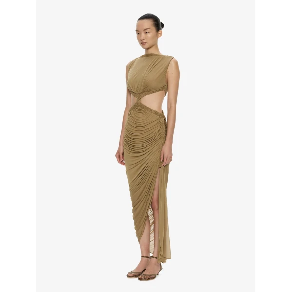 Christopher Esber Theia Separation Dress in Khaki | Maxi Dresses | Coveti