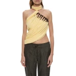 Christopher Esber Tortoise Droplet Halter Top in Butter | Sleeveless | Coveti