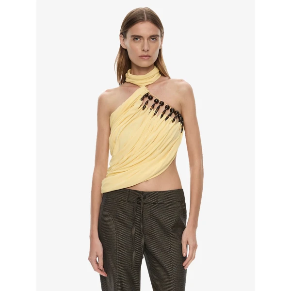 Christopher Esber Tortoise Droplet Halter Top in Butter | Sleeveless | Coveti