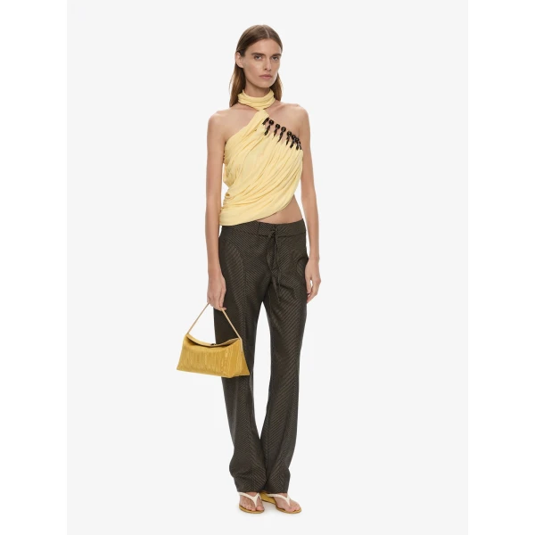 Christopher Esber Tortoise Droplet Halter Top in Butter | Sleeveless | Coveti