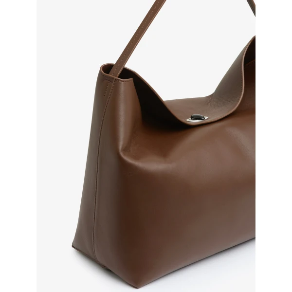 Christopher Esber Turnlock Grande Shoulder Bag in Espresso | Shoulder & Crossbody Bags | Coveti