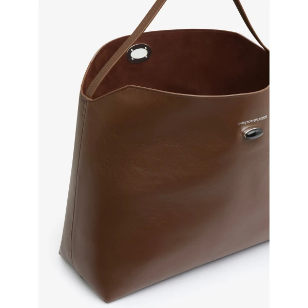 Christopher Esber Turnlock Grande Shoulder Bag in Espresso | Shoulder & Crossbody Bags | Coveti
