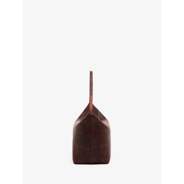 Christopher Esber Turnlock Lizard Shoulder Bag in Lizard Brown | Shoulder & Crossbody Bags | Coveti