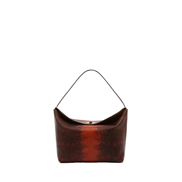 Turnlock Lizard Shoulder Bag in Lizard Brown