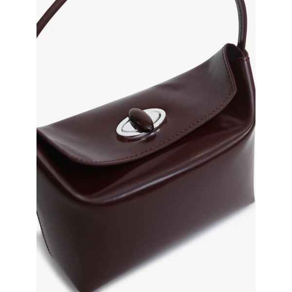 Christopher Esber Turnlock Polished Mini Bag in Barolo | Mini Bags | Coveti